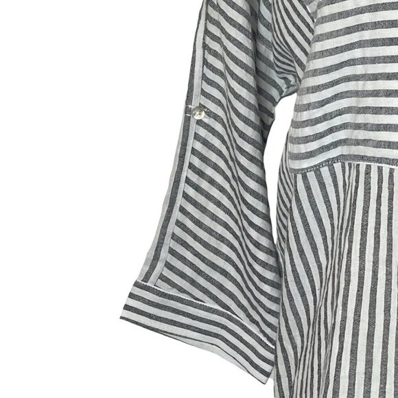 Ellison Blue And‎ White Striped Cotton Bell Sleeves Button Front Blouse Size S - Picture 3 of 13
